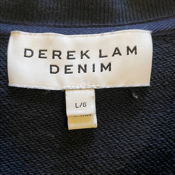 Derek Lam Black Mixed Media Top with Pink Striped Sleeves. - Picture 7 of 8